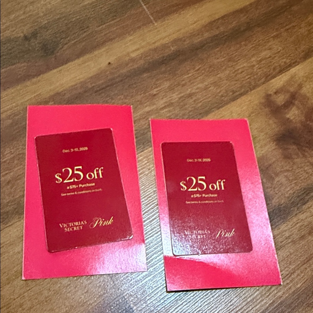 Victoria's Secret Pink Discount Cards in Red 25 off a $75 purchase
